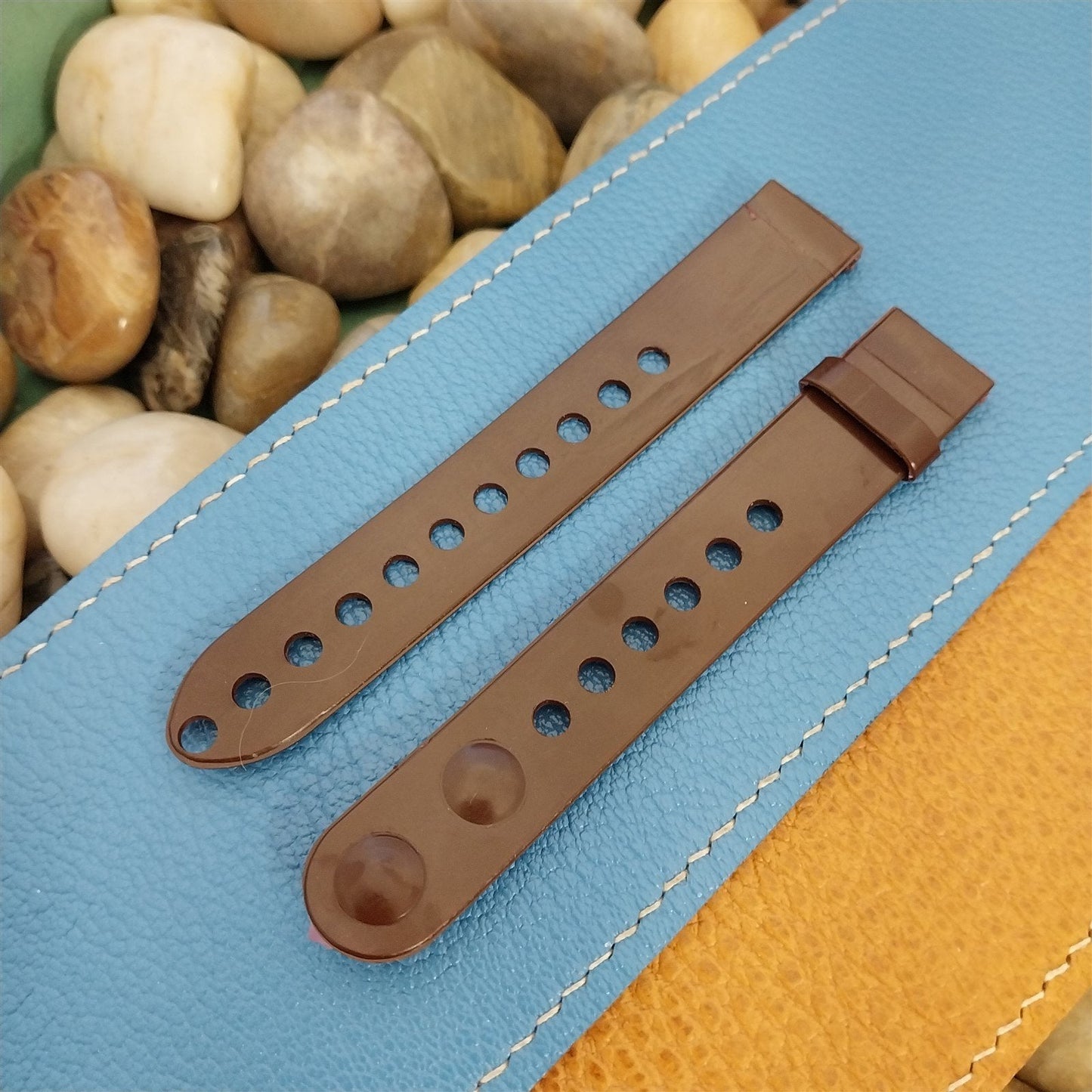Vintage 5/8" Play Boy Pla-Safe Brown Plastic Unused 1940s Classic Watch Band