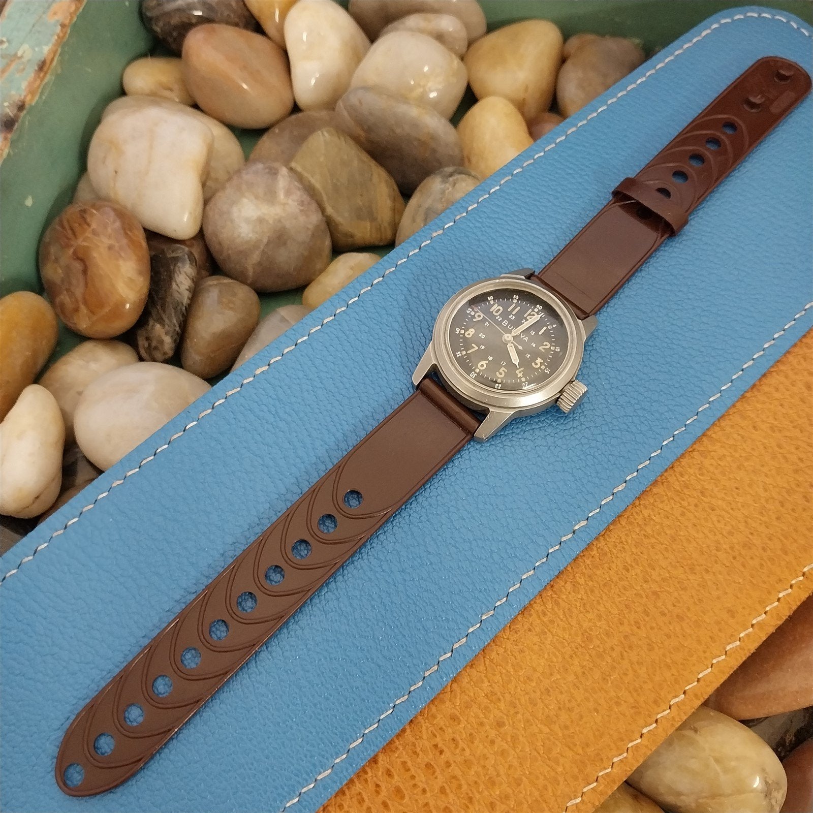 Vintage 5/8" Play Boy Pla-Safe Brown Plastic Unused 1940s Classic Watch Band