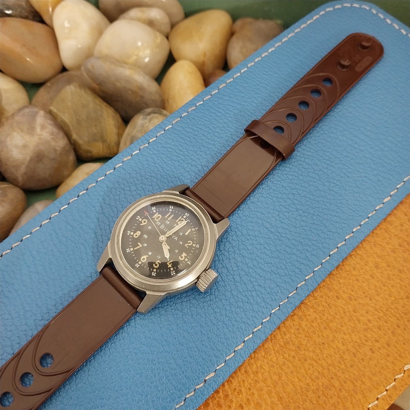 Vintage 5/8" Play Boy Pla-Safe Brown Plastic Unused 1940s Classic Watch Band