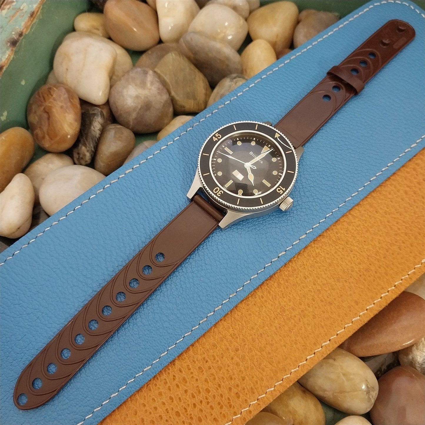 Vintage 5/8" Play Boy Pla-Safe Brown Plastic Unused 1940s Classic Watch Band