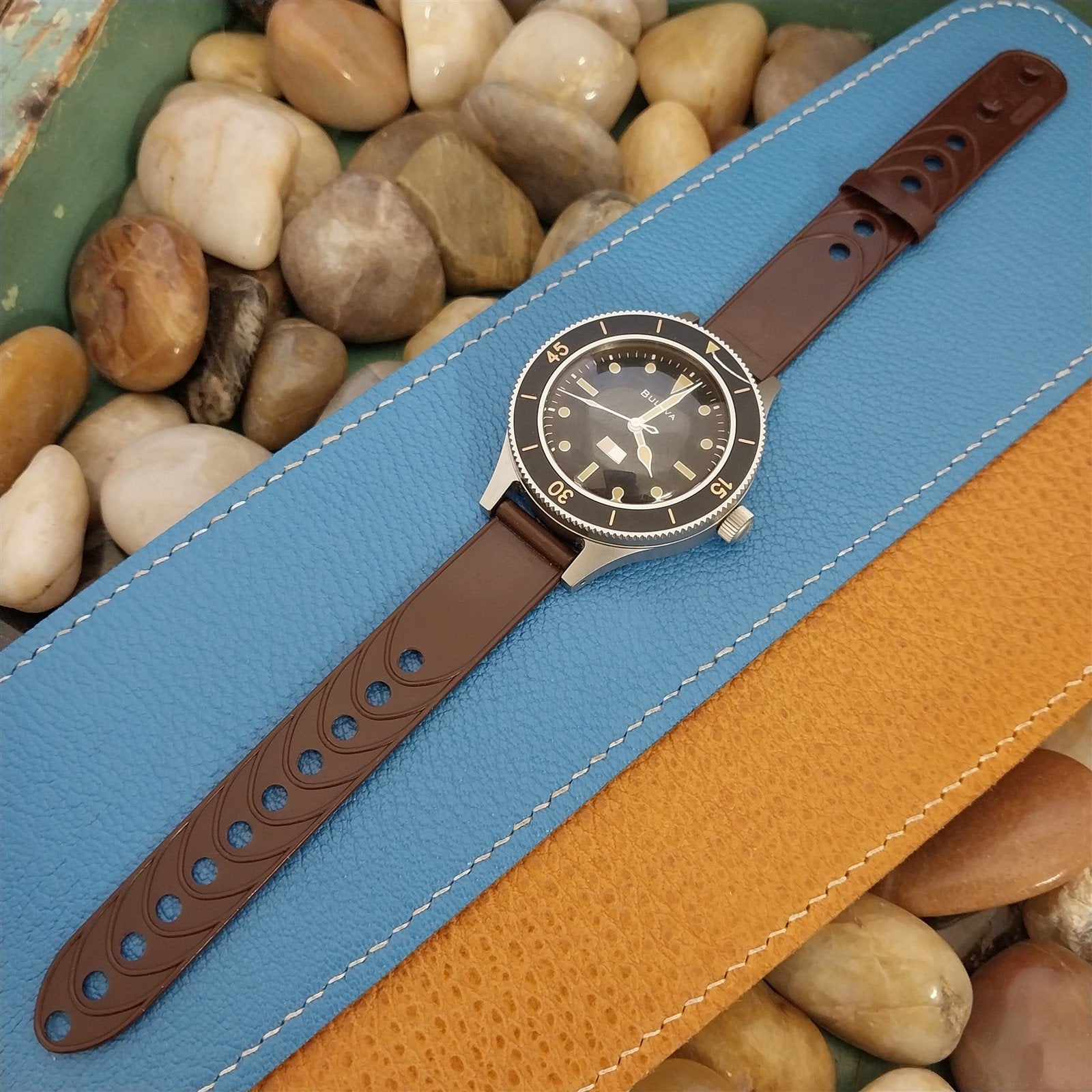 Vintage 5/8" Play Boy Pla-Safe Brown Plastic Unused 1940s Classic Watch Band