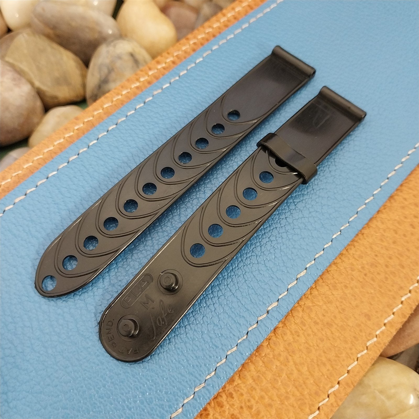 Vintage 5/8" Play Boy Pla-Safe Black Plastic Unused 1940s Classic Watch Band