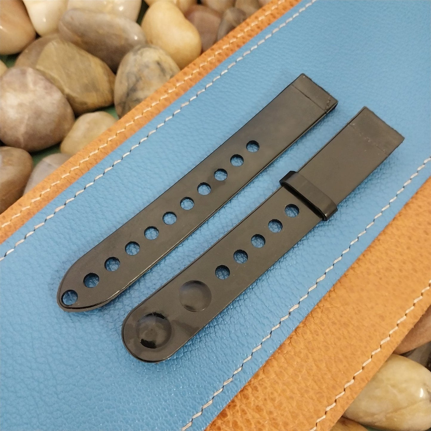 Vintage 5/8" Play Boy Pla-Safe Black Plastic Unused 1940s Classic Watch Band