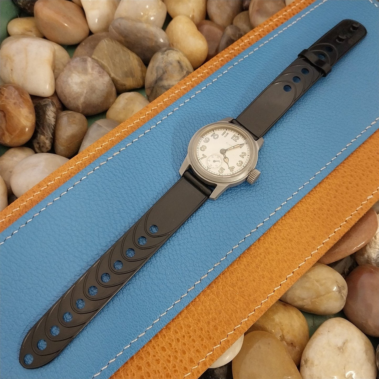 Vintage 5/8" Play Boy Pla-Safe Black Plastic Unused 1940s Classic Watch Band