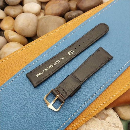 19mm 3/4" Black Aztec Calf New Old Stock JB Champion 1960s Vintage Watch Band