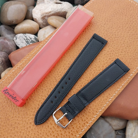 3/4" Kreisler Black Saddle nos Long Classic 1950s Vintage Watch Band