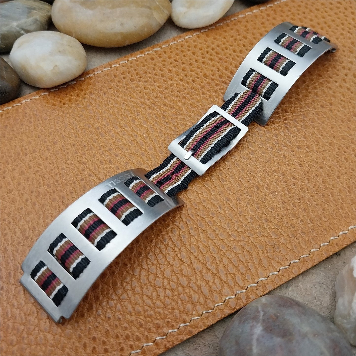 Vintage Tissot 17.2mm Stainless Steel Rally & Perlon Unused NOS 1960s Watch Band