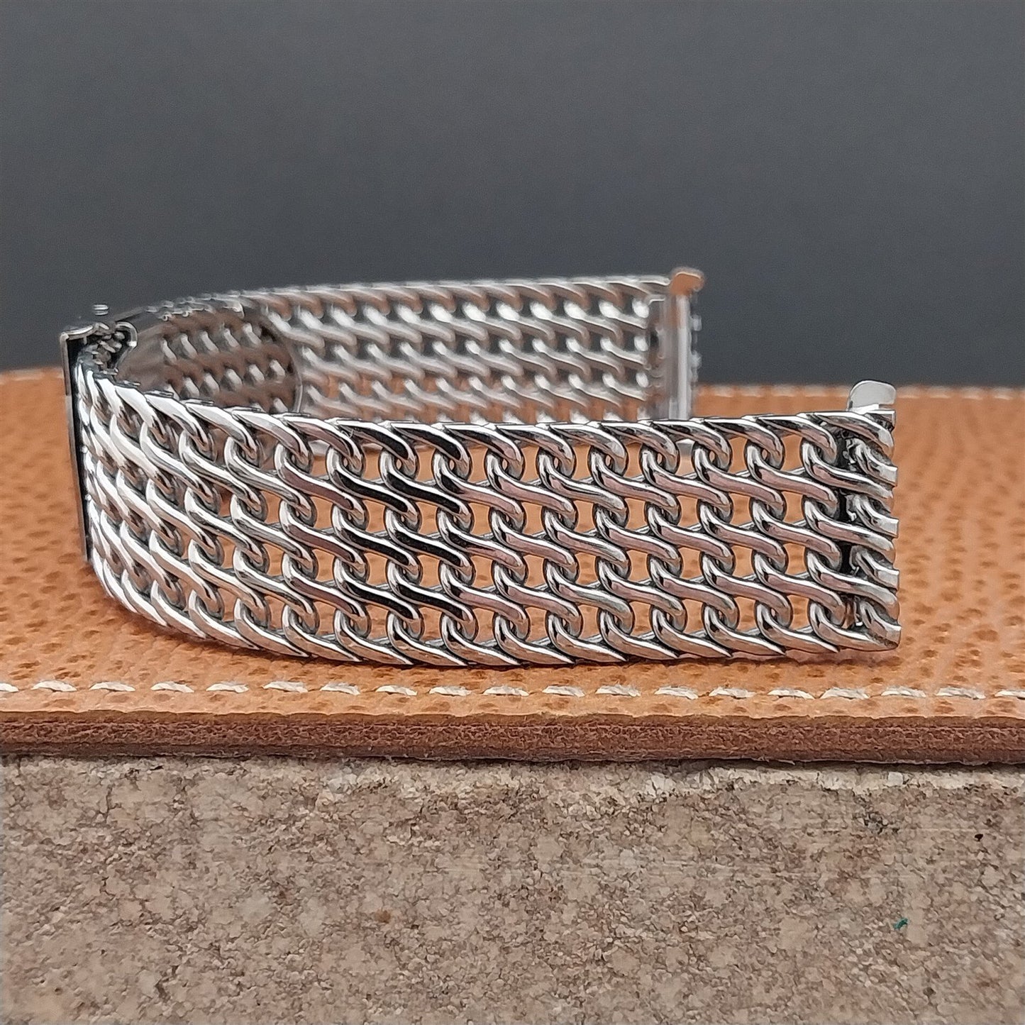 17.2mm Stainless Steel Thick Mesh Kreisler USA 1960s Vintage Watch Band