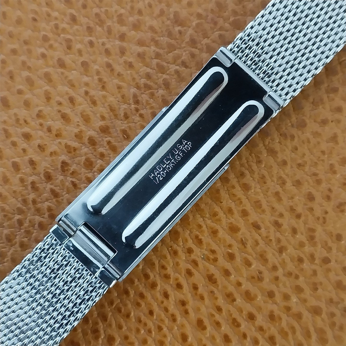 Classic 17.2mm White Gold-Filled Mesh Hadley nos Unused 1960s Vintage Watch Band