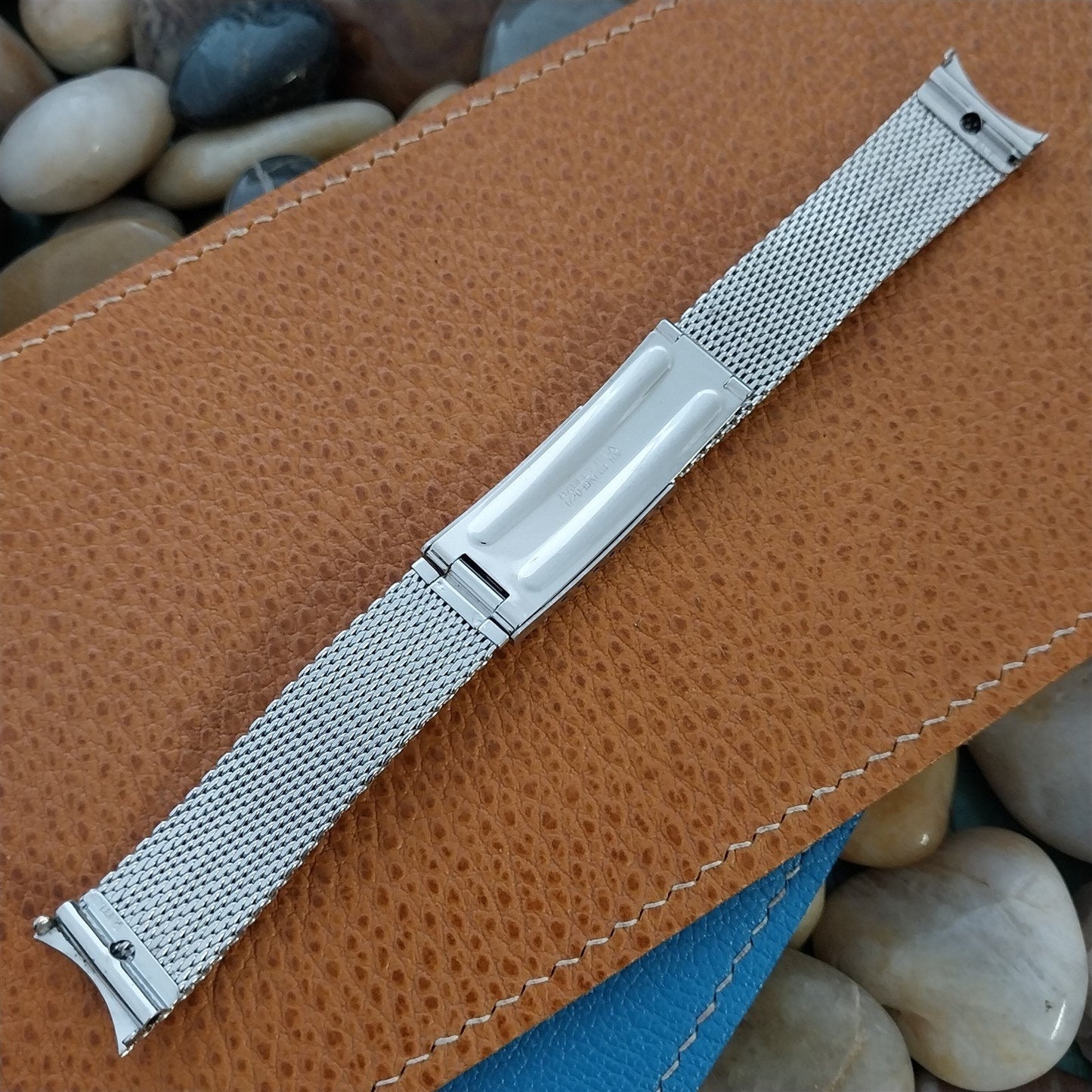 Classic 17.2mm White Gold-Filled Mesh Hadley nos Unused 1960s Vintage Watch Band