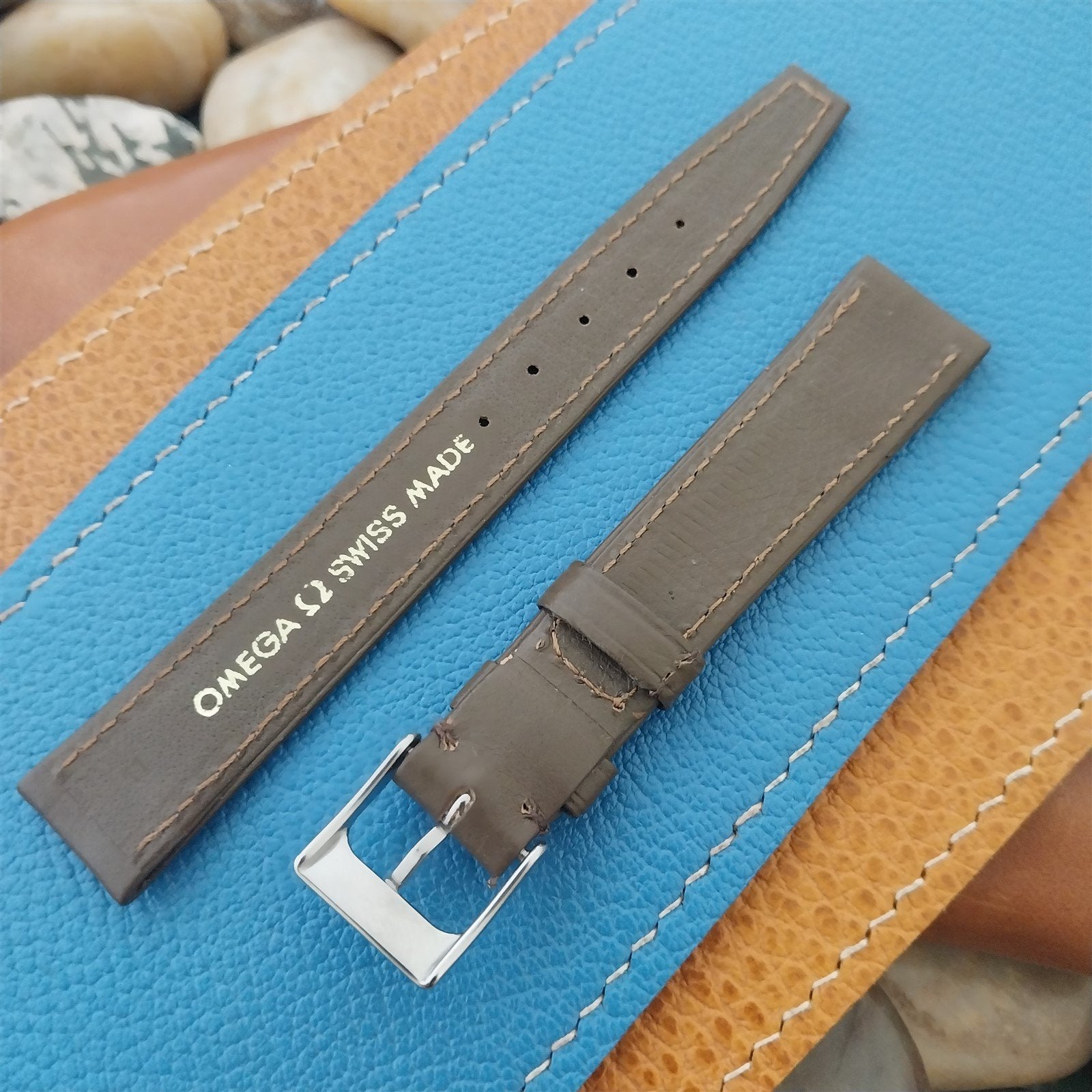 Omega 16mm Brown Calf Leather Classic Swiss nos Unused Vintage Watch Band