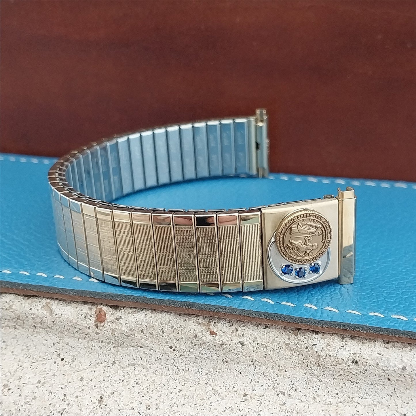 19mm 18mm 16mm Gold gf Speidel North Carolina State Seal nos Vintage Watch Band