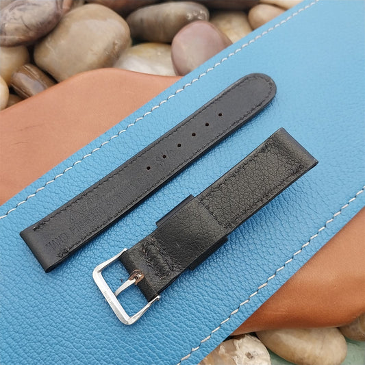A-11 Elgin Buckle & 5/8 USA Made Short Black Calf Leather nos Vintage Watch Band