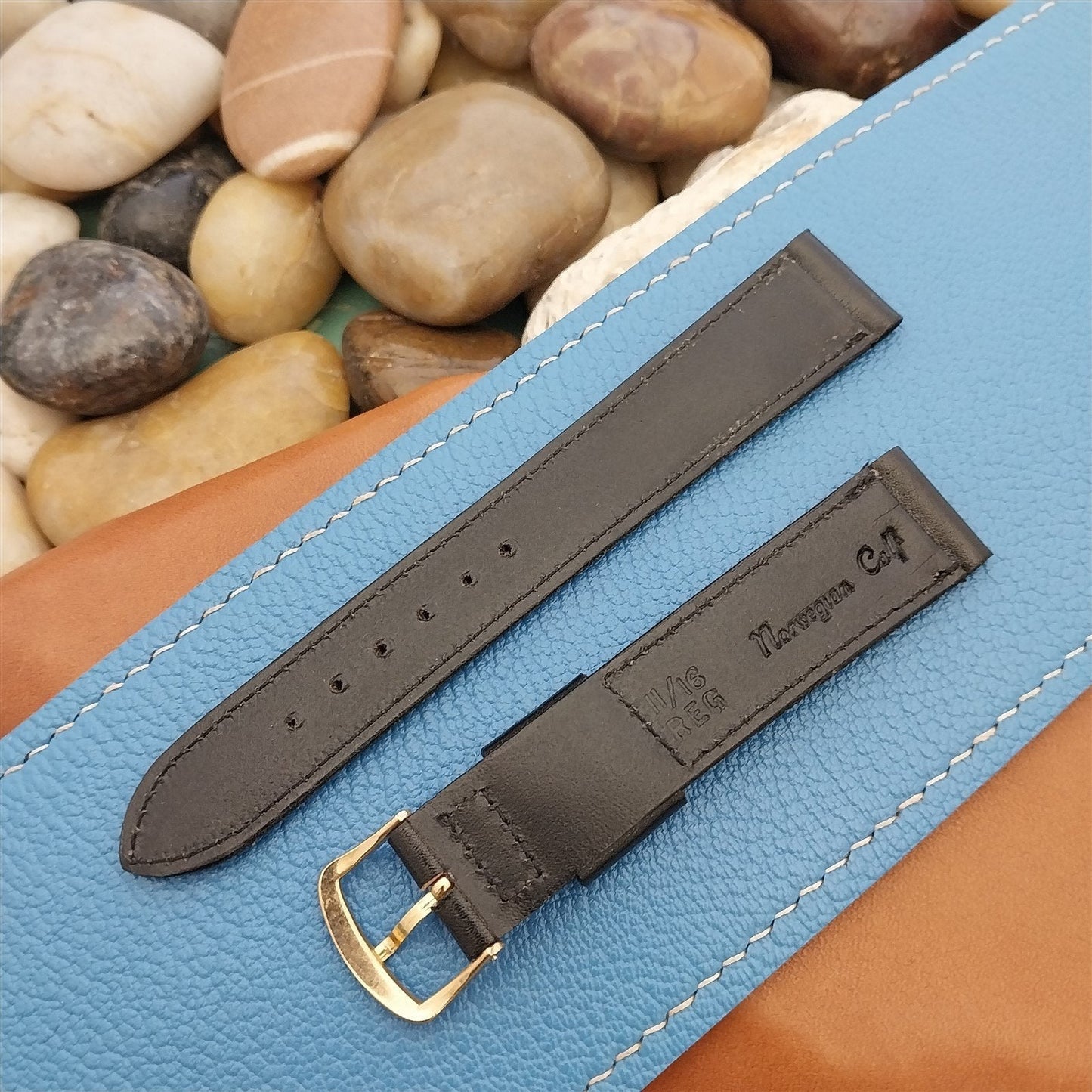 17.2mm Kalbe Tapered Norwegian Calf Leather Strap nos 1960s Vintage Watch Band