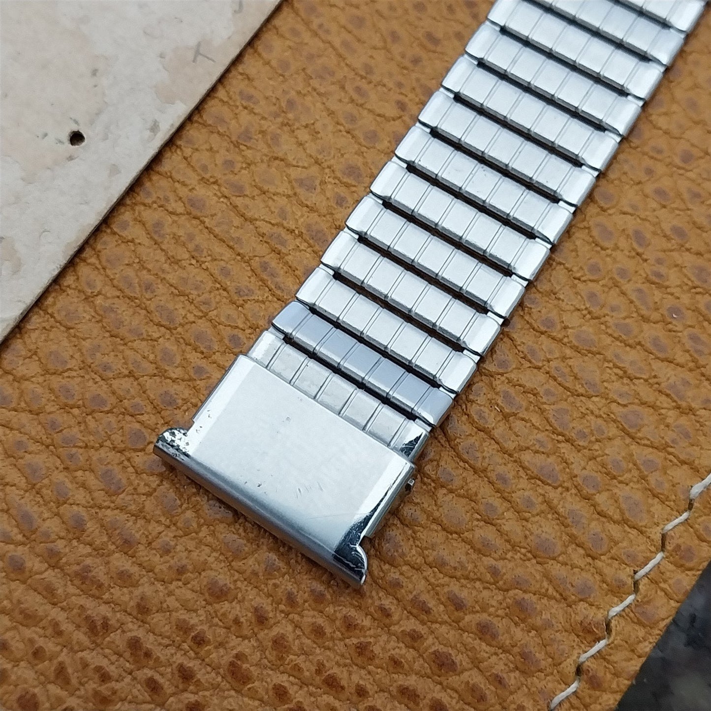 19mm Rare 1920s-1930s Chromium Art Deco Fold-On Bamboo Link Vintage Watch Band