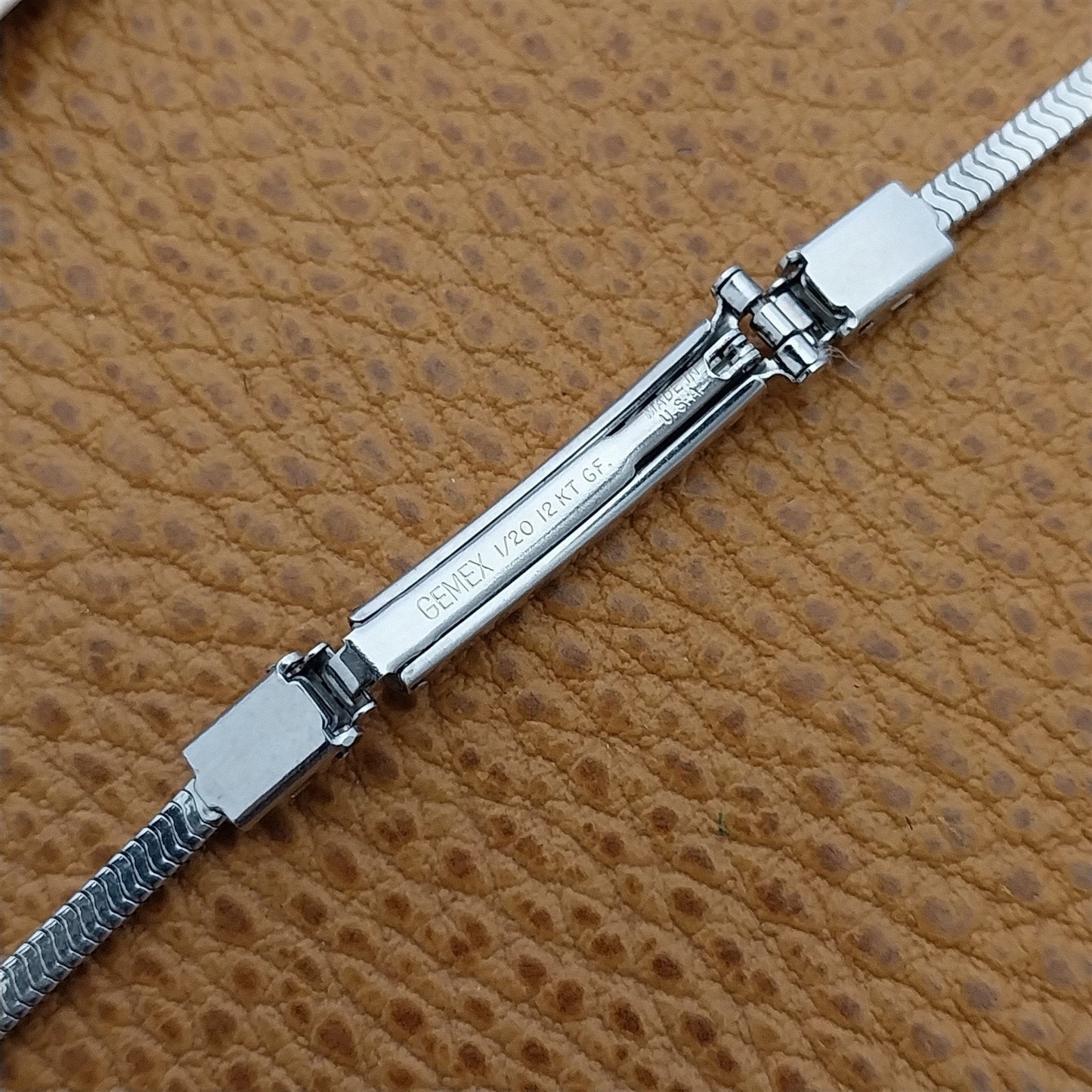 Womens White Gold-Filled Gemex Single Lug Unused 1940s Vintage Watch Band