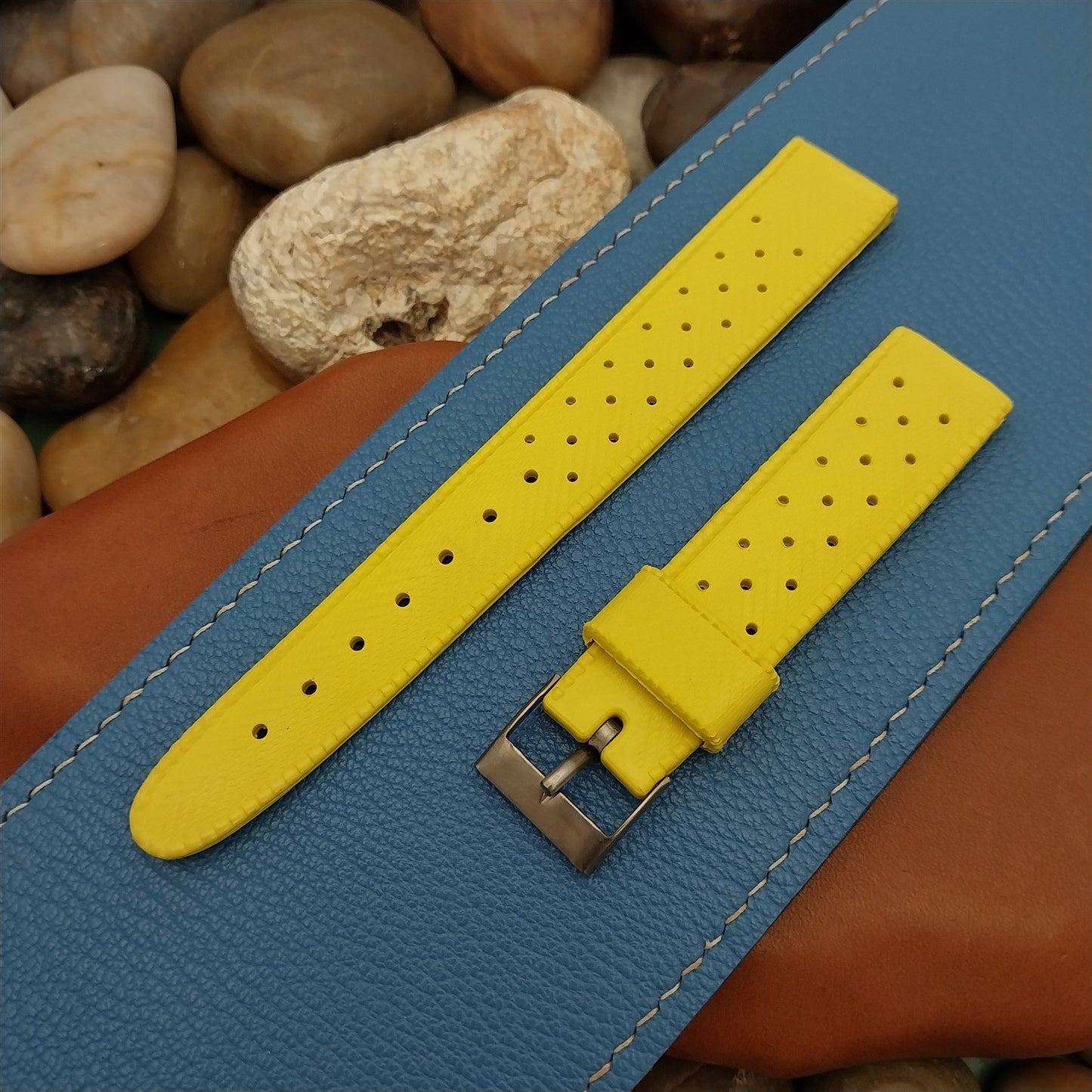 Vintage 18mm Swiss SUB Dive Yellow Strap Skindiver NOS Unused 1960s Watch Strap