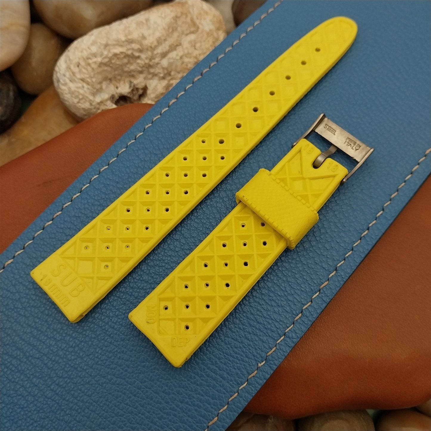 18mm Swiss SUB Dive Yellow Strap Classic Skindiver nos 1960s Vintage Watch Band