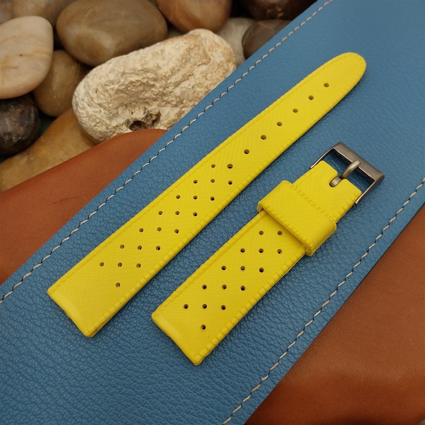 Vintage 18mm Swiss SUB Dive Yellow Strap Skindiver NOS Unused 1960s Watch Strap