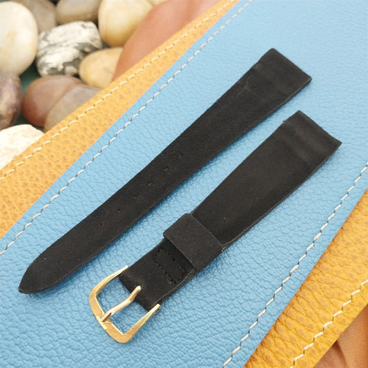 Kalbe Black Suede 17.2mm Tapered Unused Vintage Watch Band