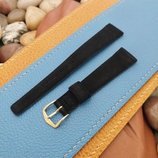 17mm JB Champion USA Black Suede nos 1960s Vintage Watch Band