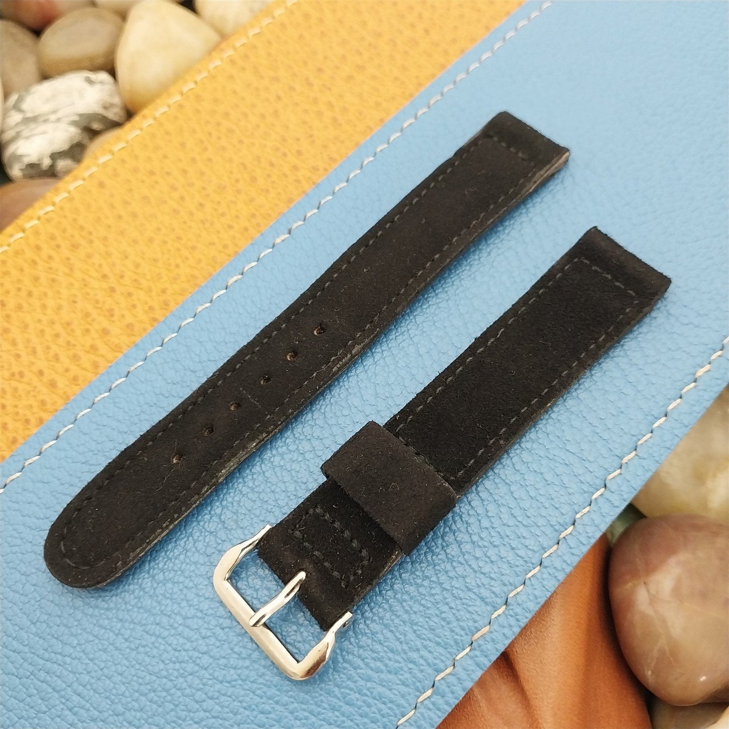 Croton Black Suede Leather 5/8" nos Unused Classic 1950s Vintage Watch Band