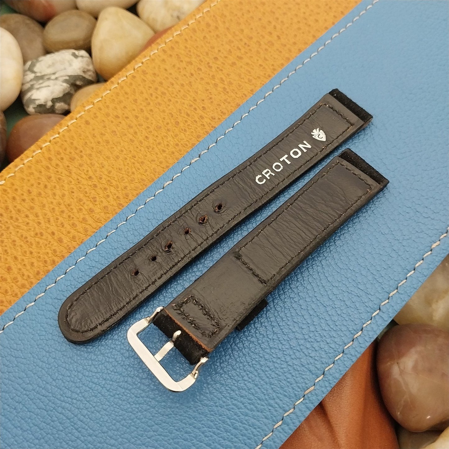 Croton Black Suede Leather 5/8" nos Unused Classic 1950s Vintage Watch Band