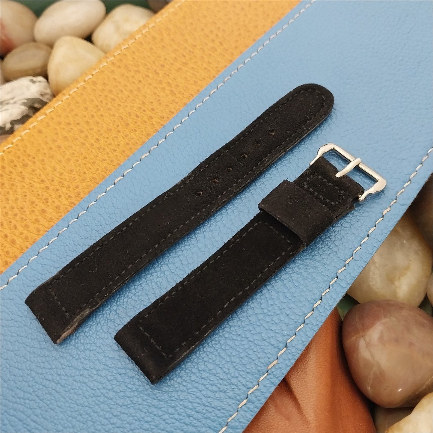 Croton Black Suede Leather 5/8" nos Unused Classic 1950s Vintage Watch Band