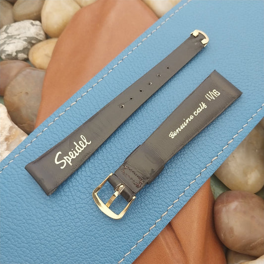 Speidel 11/16" Brown Calf nos Unused Vintage Watch Band & Yellow Buckle