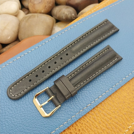 18mm Padded Ridge Leather Band-It Italy Contrast Stitch NOS Vintage Watch Band