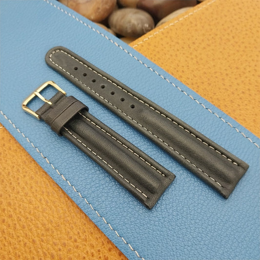 18mm Padded Ridge Leather Band-It Italy Contrast Stitch NOS Vintage Watch Band