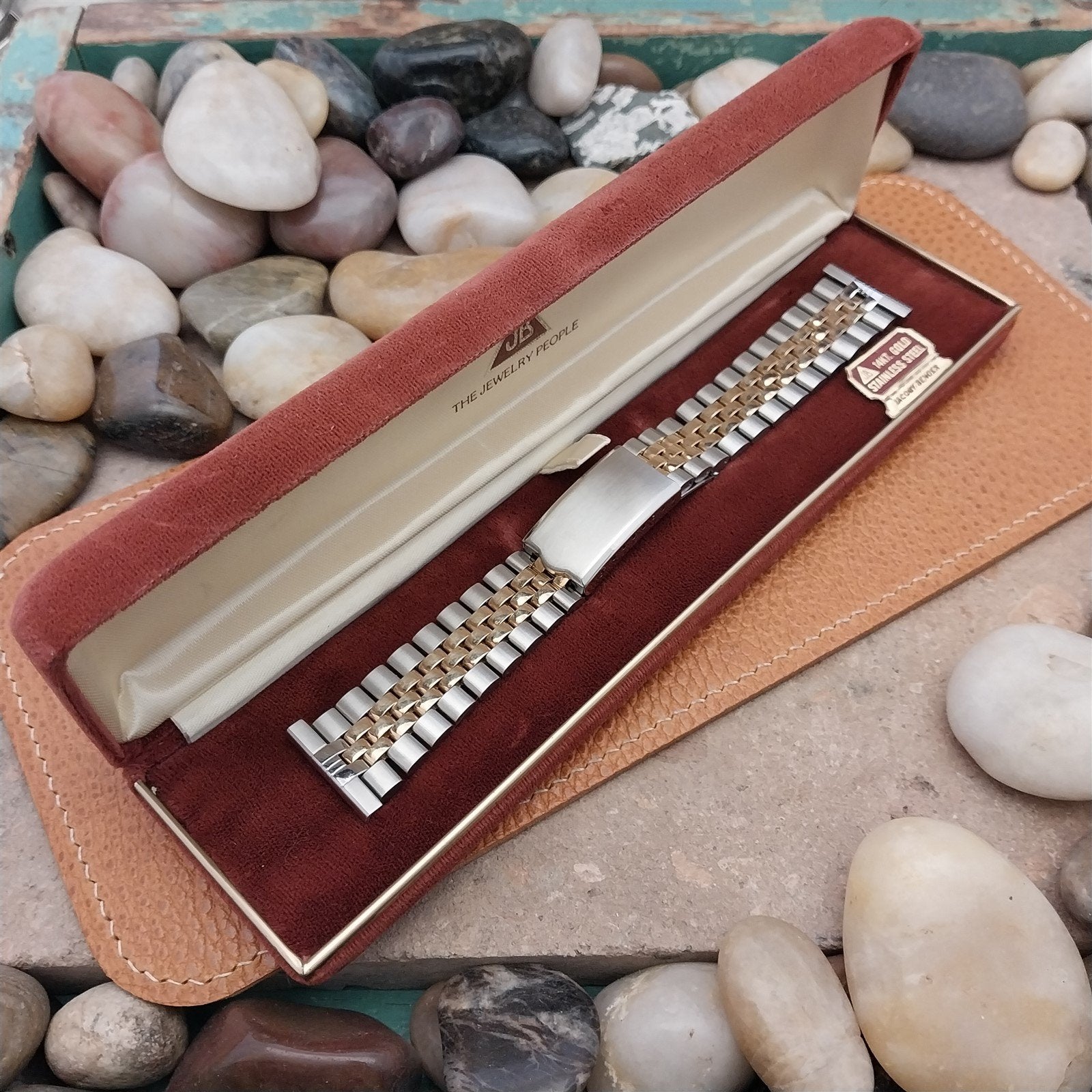 Solid 14k Gold & Stainless Steel JB Champion 1970s Vintage Watch Band