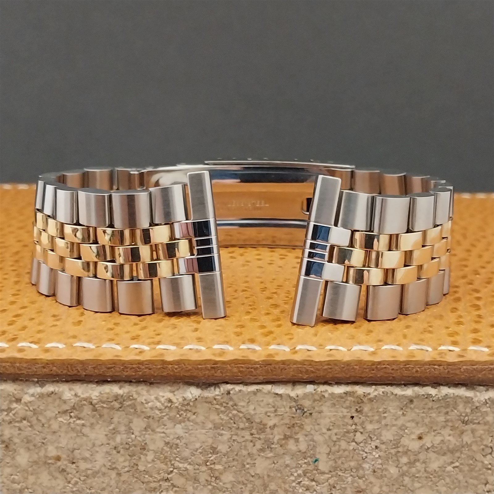 Solid 14k Gold & Stainless Steel JB Champion 1970s Vintage Watch Band