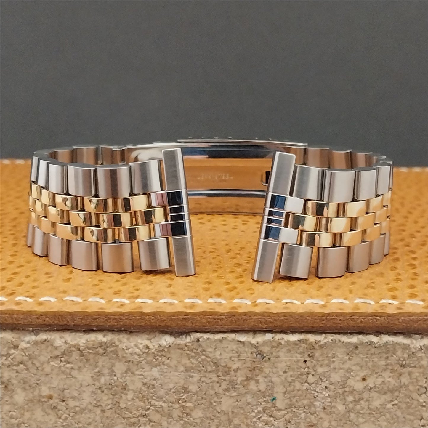 Solid 14k Gold & Stainless Steel JB Champion 1970s Vintage Watch Band