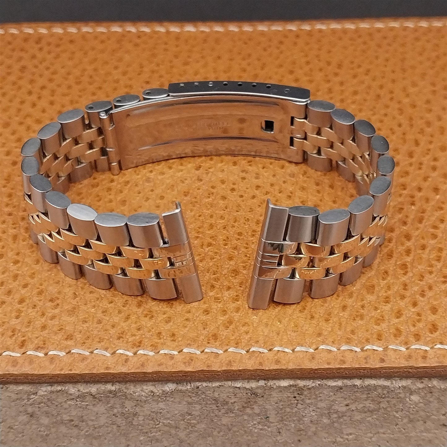 Solid 14k Gold & Stainless Steel JB Champion 1970s Vintage Watch Band