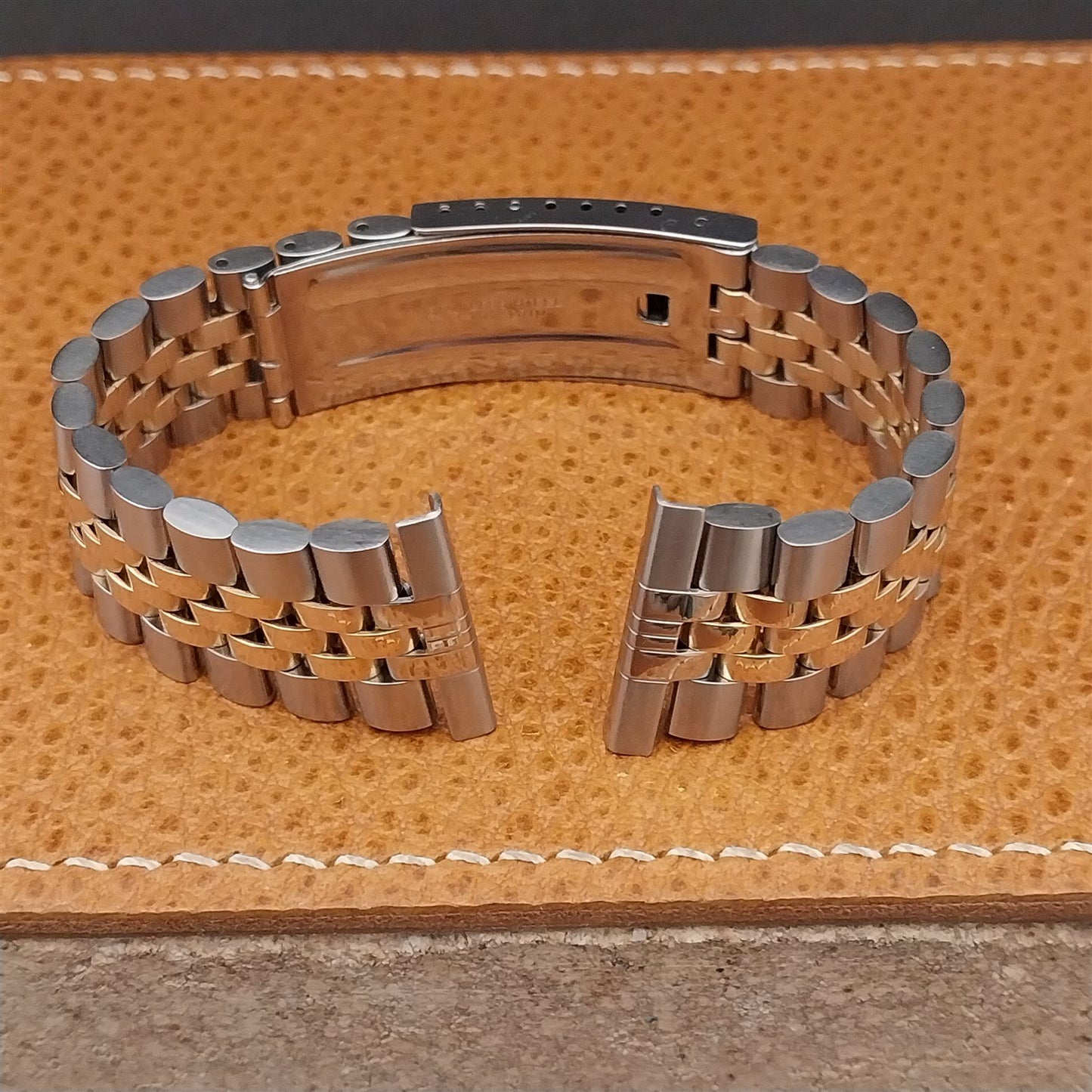 Solid 14k Gold & Stainless Steel JB Champion 1970s Vintage Watch Band