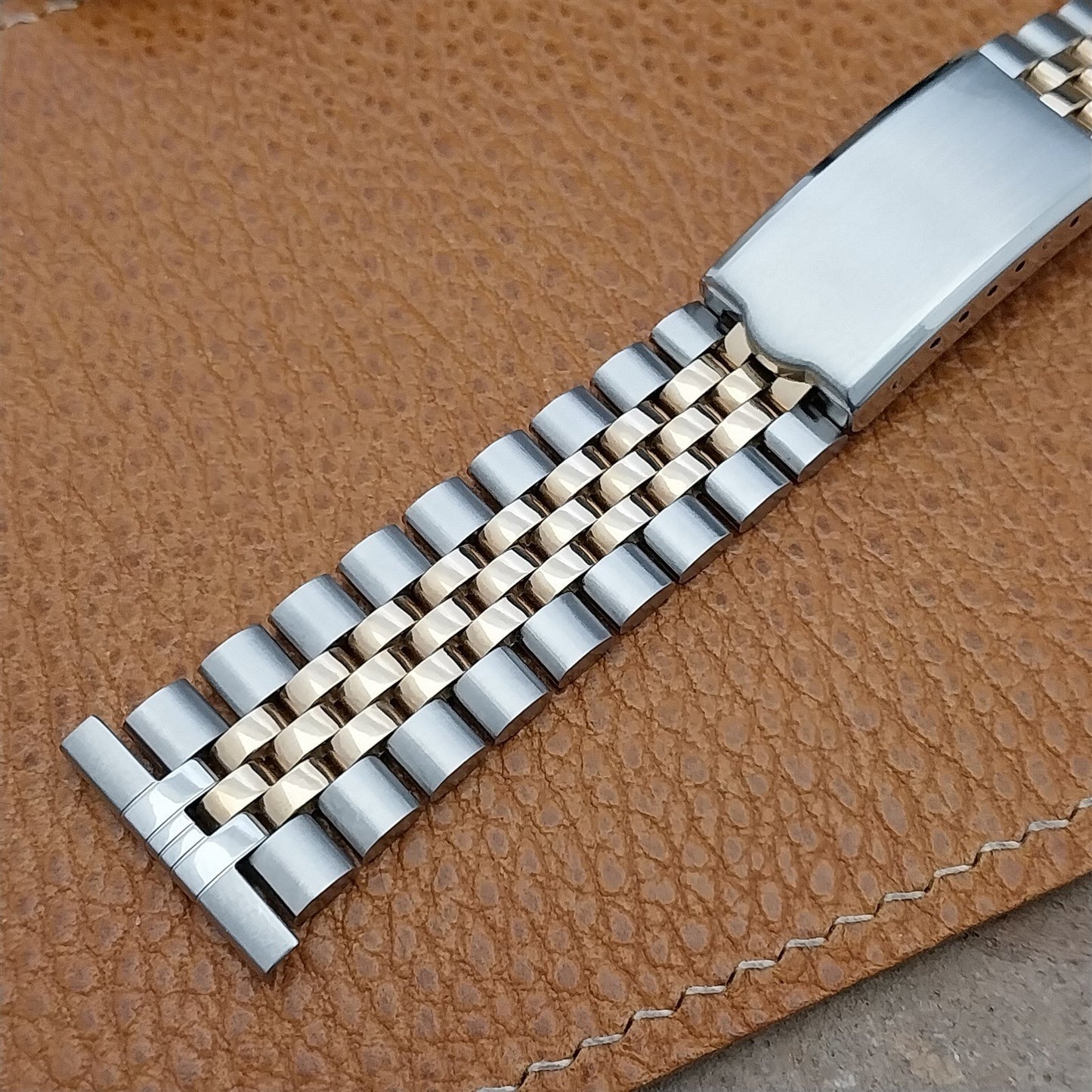 Solid 14k Gold & Stainless Steel JB Champion 1970s Vintage Watch Band