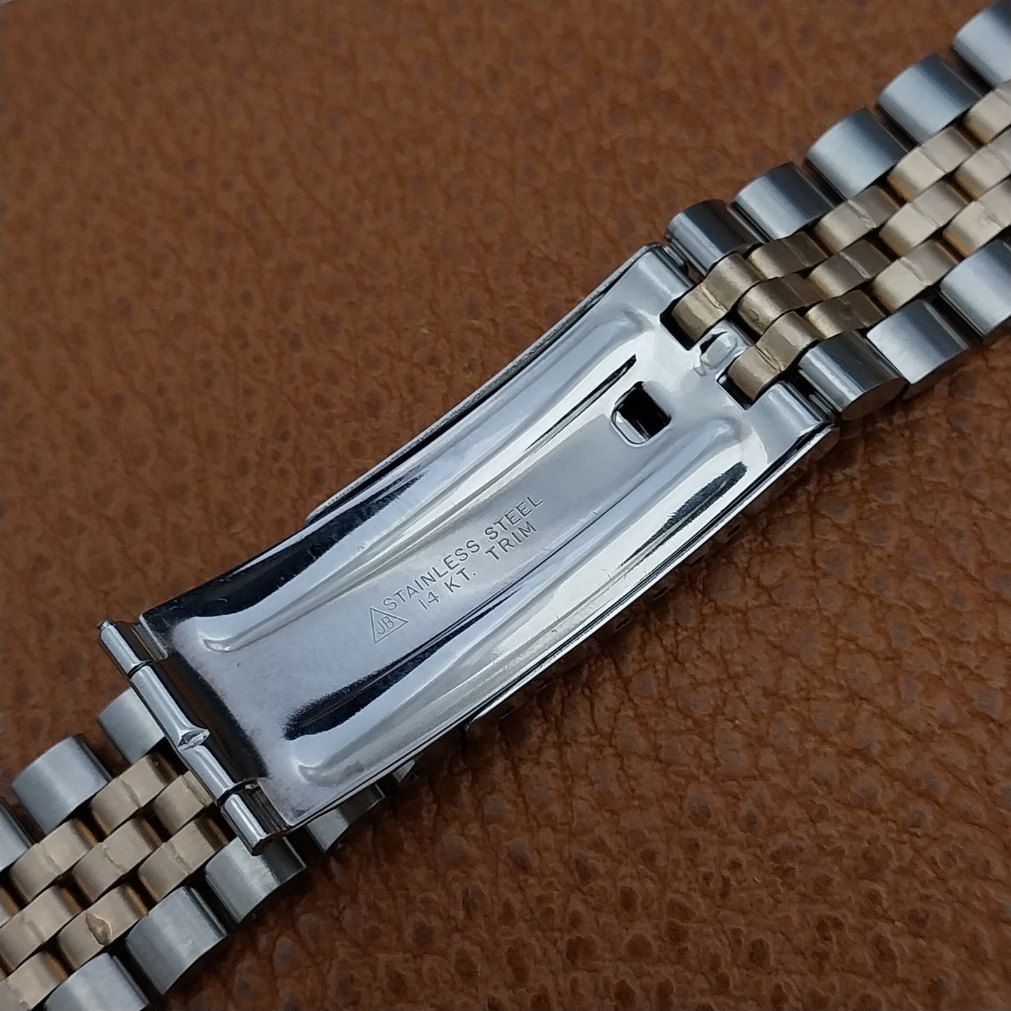 Solid 14k Gold & Stainless Steel JB Champion 1970s Vintage Watch Band
