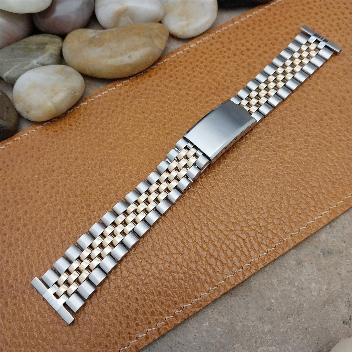 Solid 14k Gold & Stainless Steel JB Champion 1970s Vintage Watch Band