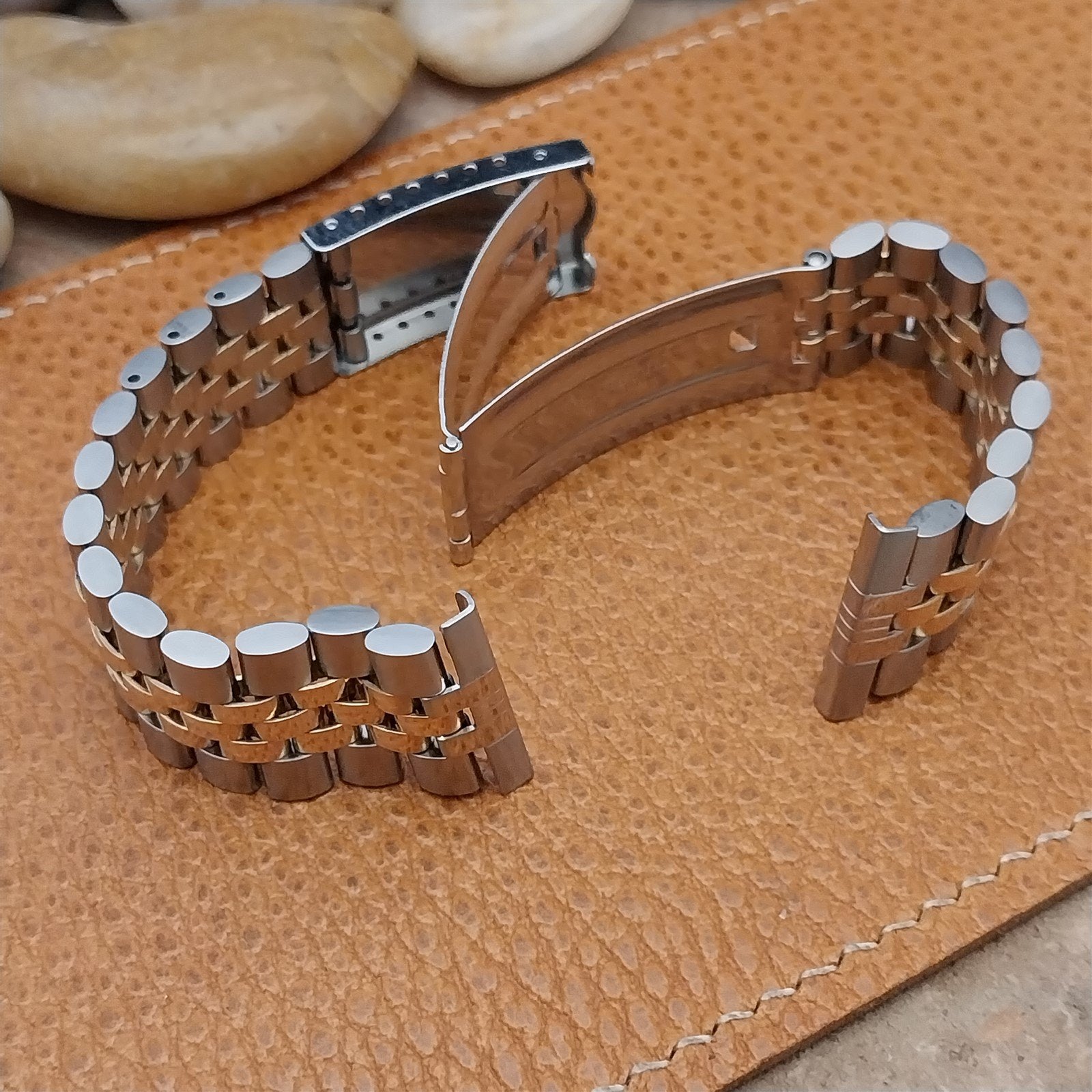 Solid 14k Gold & Stainless Steel JB Champion 1970s Vintage Watch Band