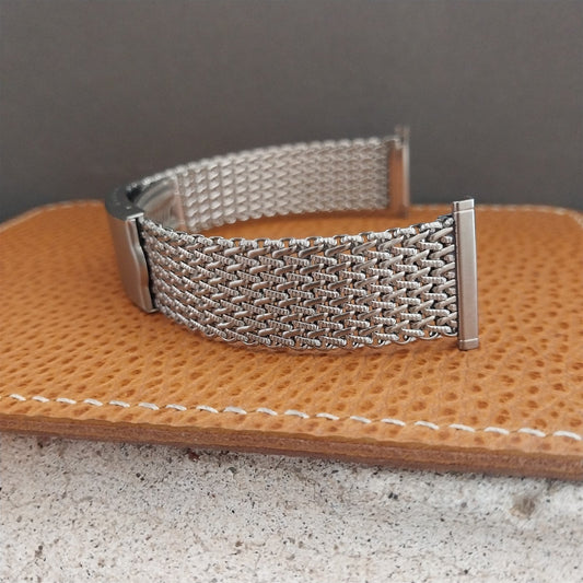 22mm Stainless Steel Mesh Elite Deluxe Bear Japan Unused 70s Vintage Watch Band