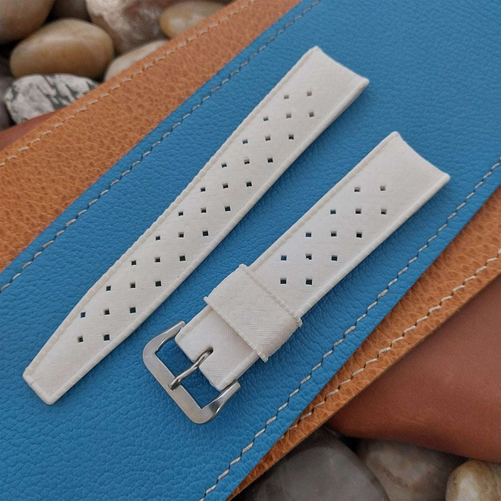 NOS 18mm Swiss Tropic Diver White Curved End Old-Stock nos Vintage Watch Band