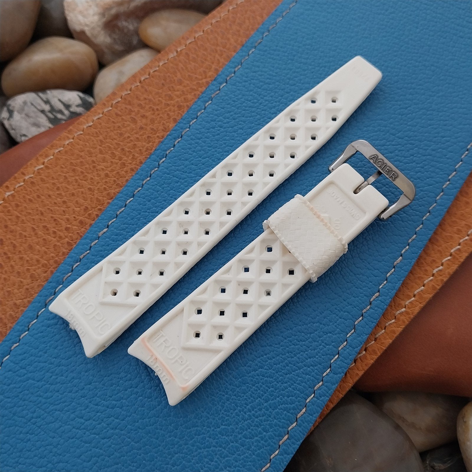 NOS 18mm Swiss Tropic Dive White Unused nos Vintage Diver Watch Band *blem*