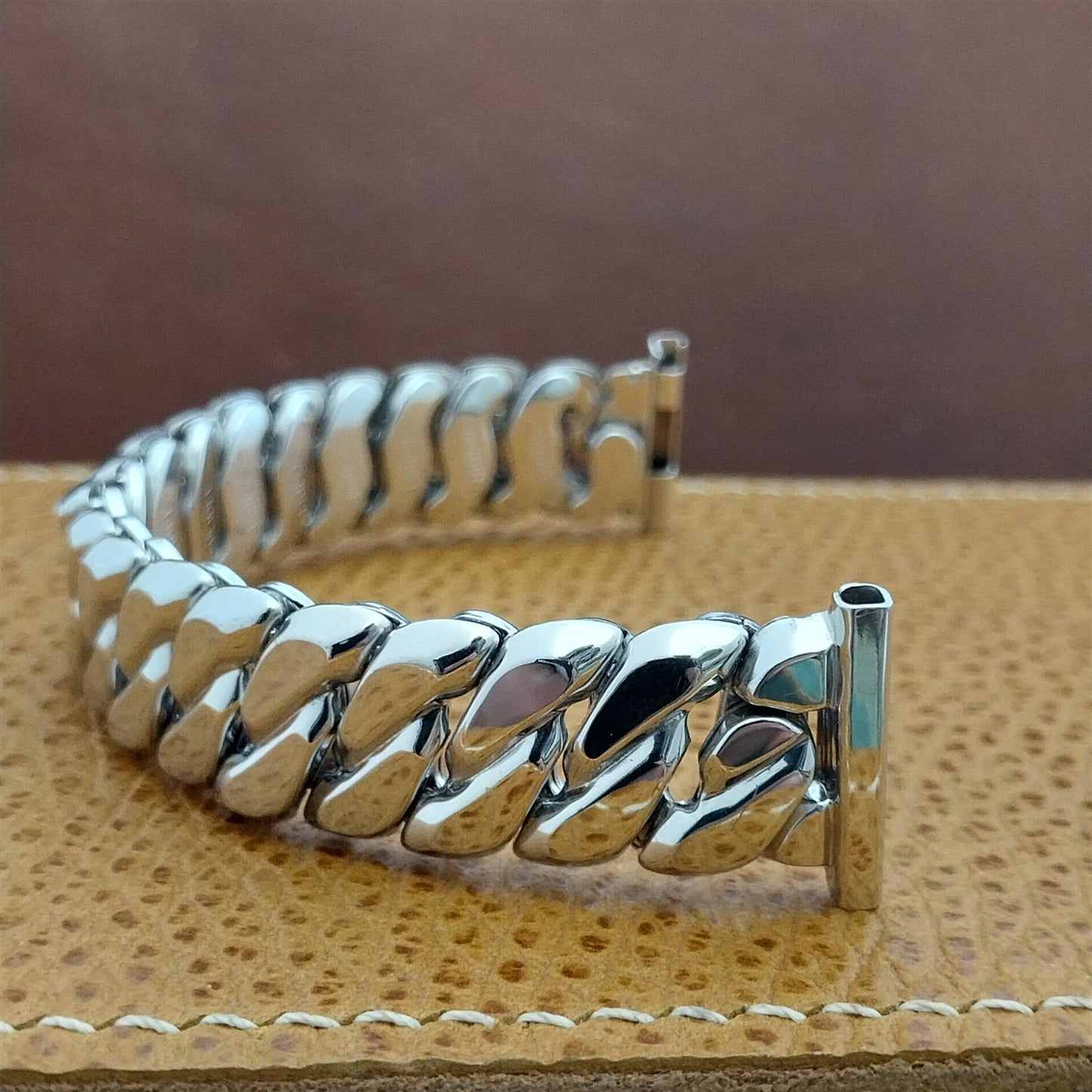 19mm 18mm White Gold-Filled Speidel Sir Galahad Short 1950s Vintage Watch Band