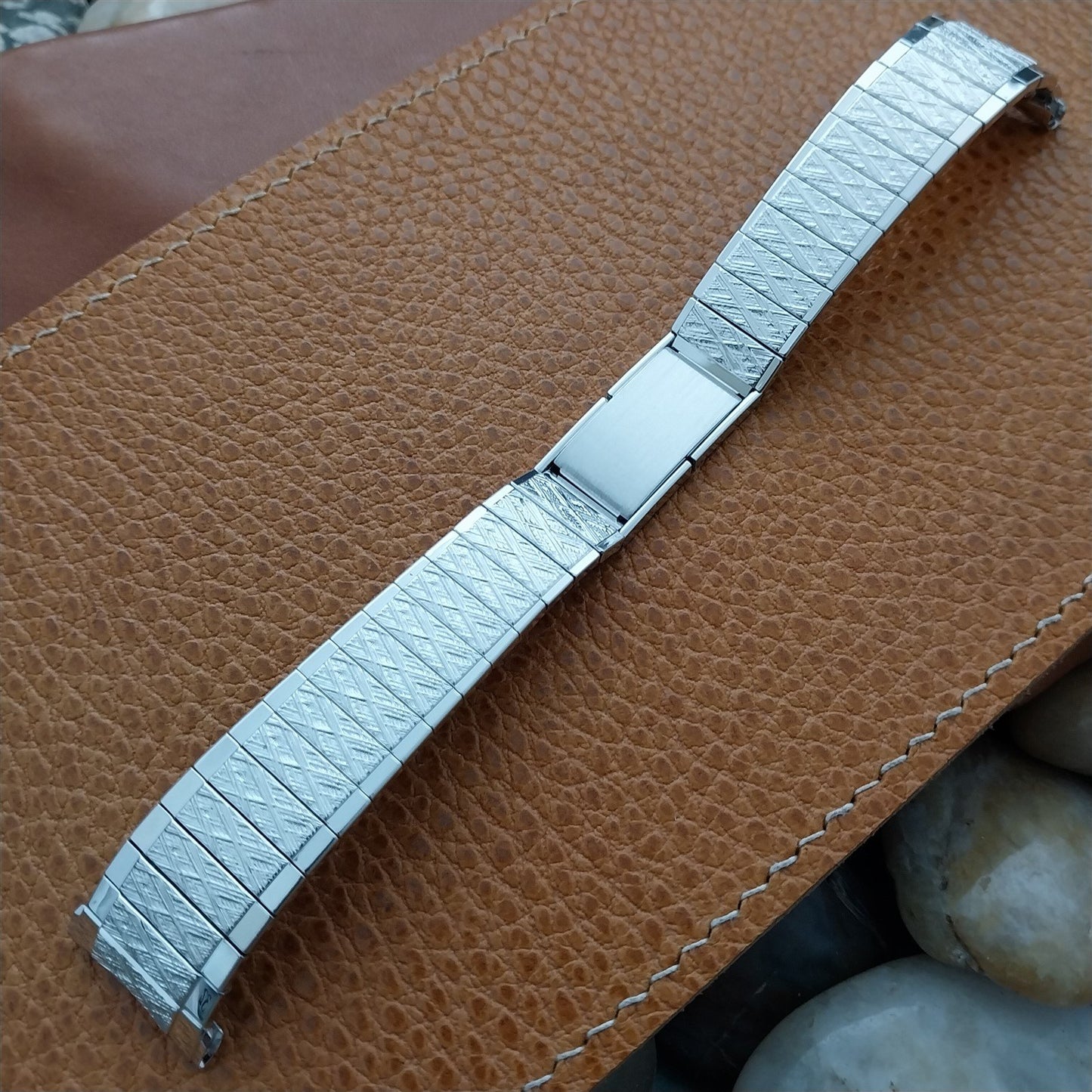 3/4" 10k White Gold-Filled Speidel USA Long nos 1971 Vintage Watch Band