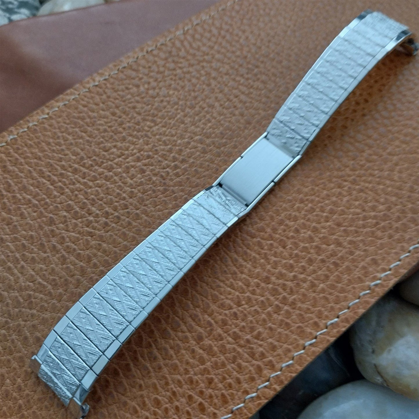 3/4" 10k White Gold-Filled Speidel USA Long nos 1971 Vintage Watch Band