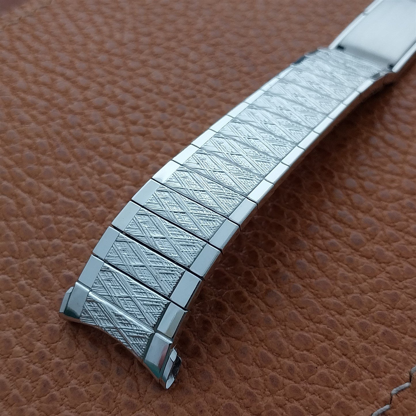 3/4" 10k White Gold-Filled Speidel USA Long nos 1971 Vintage Watch Band