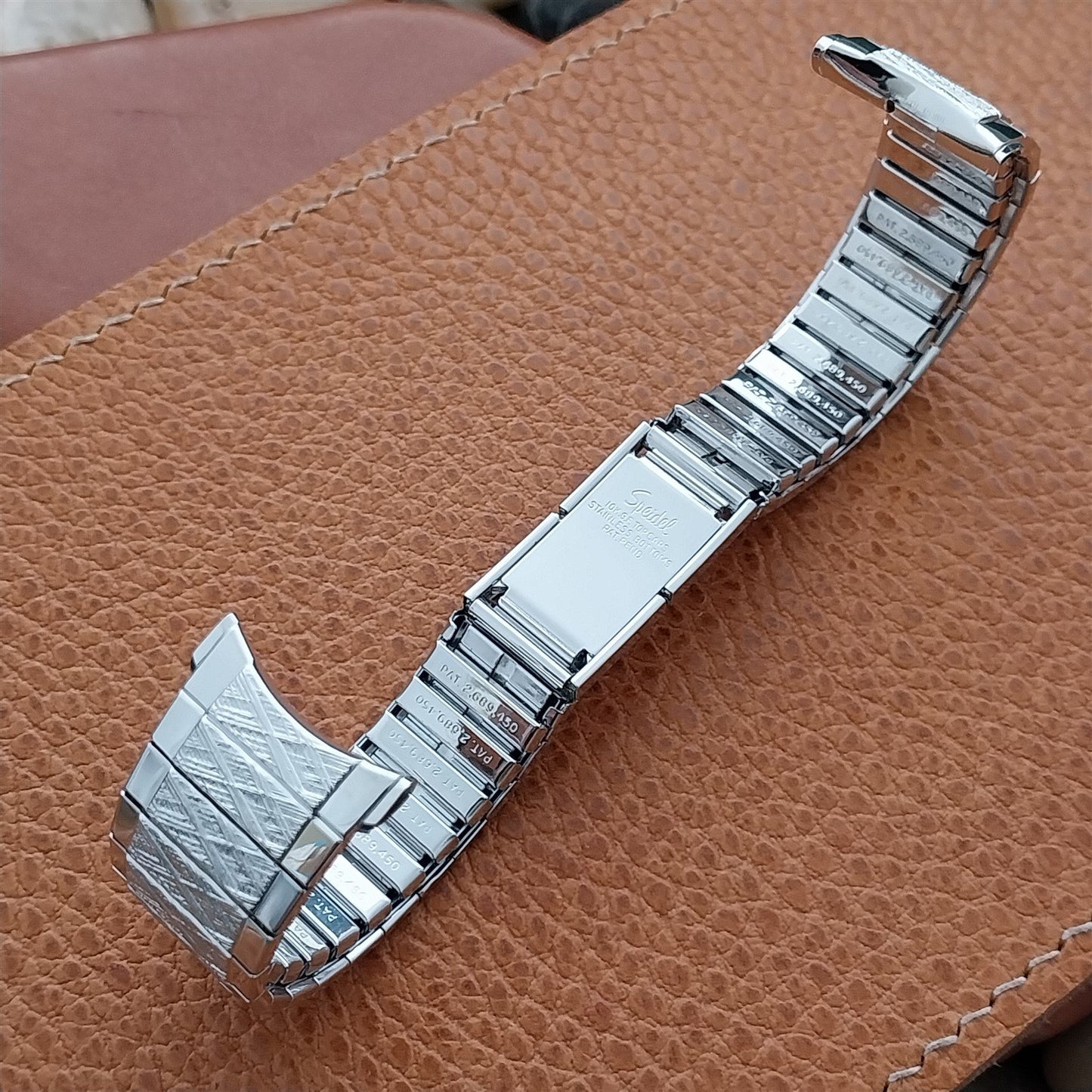 3/4" 10k White Gold-Filled Speidel USA Long nos 1971 Vintage Watch Band