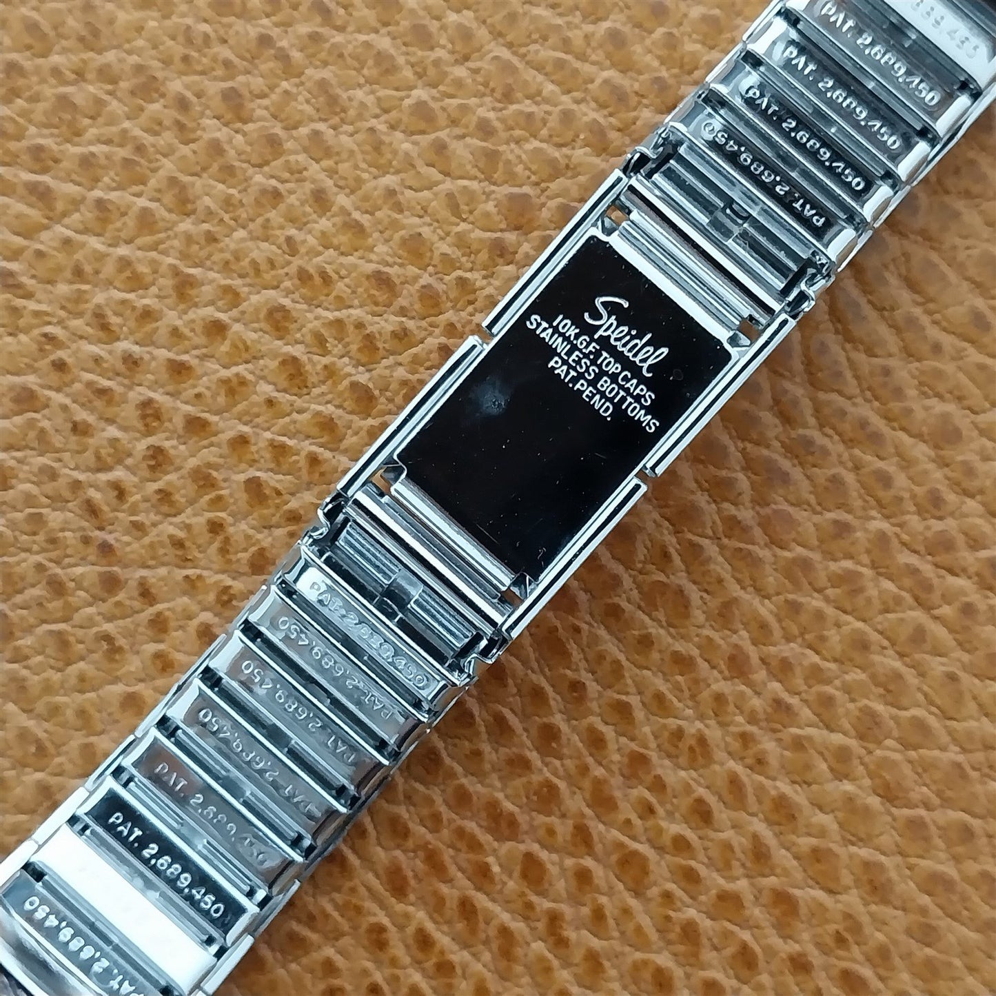 3/4" 10k White Gold-Filled Speidel USA Long nos 1971 Vintage Watch Band