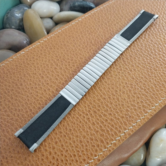 17.2mm Stainless Steel & Black Corfam JB Champion Unused 60s Vintage Watch Band